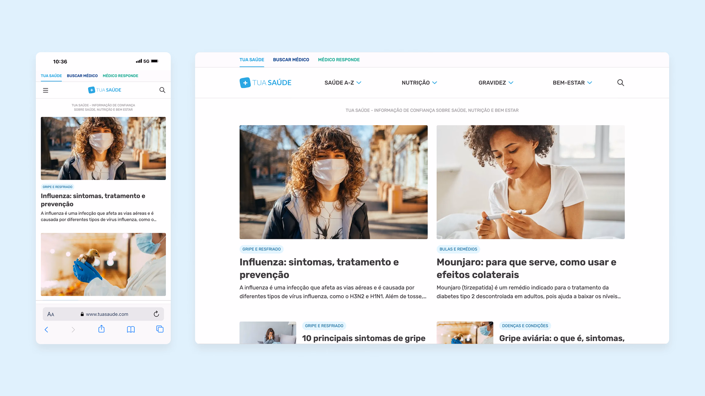 Redesign Tua Saúde em telas de computador e celular