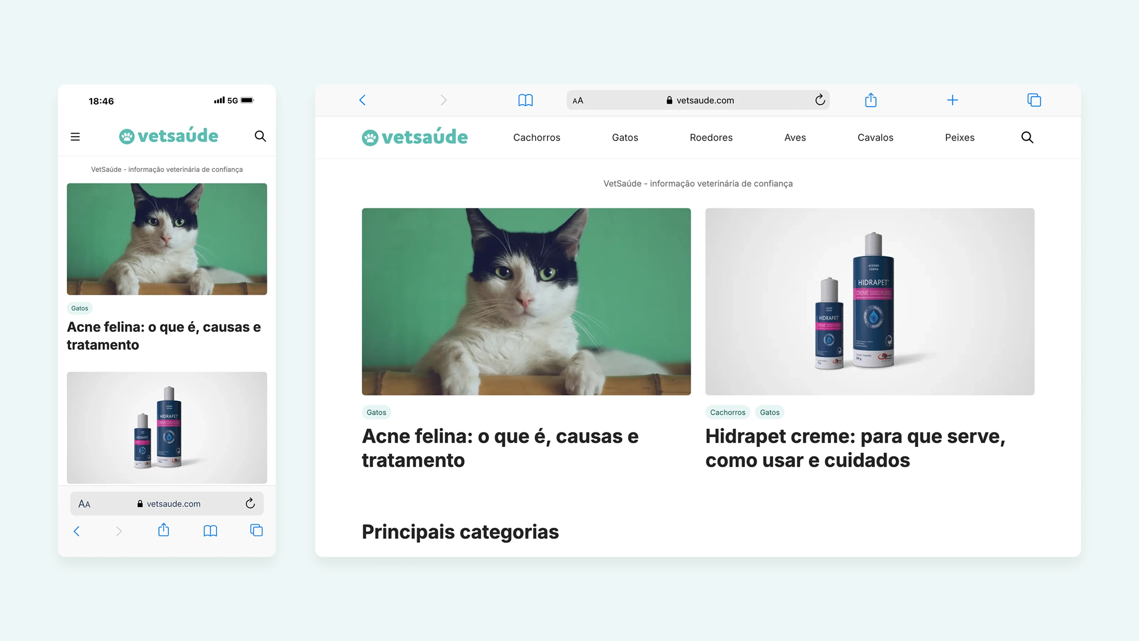 Interface do VetSaúde em telas de computador e celular